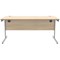 Polaris 1600mm Rectangular Desk, Silver Cantilever Leg, Oak