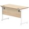 Polaris 1200mm Slim Rectangular Desk, White Cantilever Leg, Oak