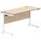 Polaris 1400mm Slim Rectangular Desk, White Cantilever Leg, Oak