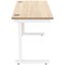 Polaris 1400mm Slim Rectangular Desk, White Cantilever Leg, Oak