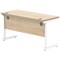 Polaris 1400mm Slim Rectangular Desk, White Cantilever Leg, Oak