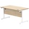 Polaris 1400mm Rectangular Desk, White Cantilever Leg, Oak