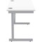 Polaris 1200mm Slim Rectangular Desk, Silver Cantilever Leg, White