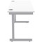 Polaris 1400mm Slim Rectangular Desk, Silver Cantilever Leg, White