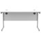 Polaris 1400mm Slim Rectangular Desk, Silver Cantilever Leg, White