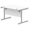 Polaris 1200mm Rectangular Desk, Silver Cantilever Leg, White