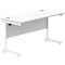 Polaris 1400mm Slim Rectangular Desk, White Cantilever Leg, White