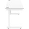 Polaris 1600mm Slim Rectangular Desk, White Cantilever Leg, White