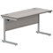 Polaris 1200mm Slim Rectangular Desk, Silver Cantilever Leg, Grey Oak