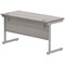 Polaris 1200mm Slim Rectangular Desk, Silver Cantilever Leg, Grey Oak