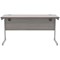 Polaris 1200mm Slim Rectangular Desk, Silver Cantilever Leg, Grey Oak