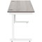 Polaris 1400mm Slim Rectangular Desk, White Cantilever Leg, Grey Oak
