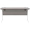Polaris 1400mm Slim Rectangular Desk, White Cantilever Leg, Grey Oak