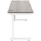 Polaris 1600mm Slim Rectangular Desk, White Cantilever Leg, Grey Oak