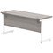 Polaris 1600mm Slim Rectangular Desk, White Cantilever Leg, Grey Oak