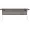 Polaris 1600mm Slim Rectangular Desk, White Cantilever Leg, Grey Oak