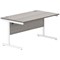 Polaris 1400mm Rectangular Desk, White Cantilever Leg, Grey Oak