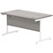 Polaris 1400mm Rectangular Desk, White Cantilever Leg, Grey Oak