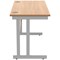 Polaris 1200mm Slim Rectangular Desk, Silver Cantilever Leg, Beech