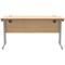 Polaris 1400mm Slim Rectangular Desk, Silver Cantilever Leg, Beech