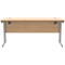 Polaris 1600mm Slim Rectangular Desk, Silver Cantilever Leg, Beech