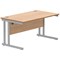 Polaris 1400mm Rectangular Desk, Silver Cantilever Leg, Beech