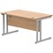 Polaris 1400mm Rectangular Desk, Silver Cantilever Leg, Beech