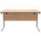 Polaris 1400mm Rectangular Desk, Silver Cantilever Leg, Beech