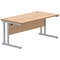 Polaris 1600mm Rectangular Desk, Silver Cantilever Leg, Beech