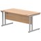 Polaris 1600mm Rectangular Desk, Silver Cantilever Leg, Beech
