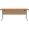 Polaris 1600mm Rectangular Desk, Silver Cantilever Leg, Beech