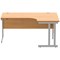Polaris 1600mm Corner Desk, Right Hand, Silver Cantilever Legs, Beech