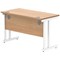 Polaris 1200mm Slim Rectangular Desk, White Cantilever Leg, Beech