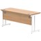 Polaris 1600mm Slim Rectangular Desk, White Cantilever Leg, Beech