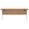 Polaris 1600mm Slim Rectangular Desk, White Cantilever Leg, Beech
