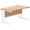 Polaris 1400mm Rectangular Desk, White Cantilever Leg, Beech