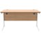 Polaris 1400mm Rectangular Desk, White Cantilever Leg, Beech
