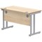 Polaris 1200mm Slim Rectangular Desk, Silver Cantilever Leg, Oak