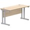 Polaris 1400mm Slim Rectangular Desk, Silver Cantilever Leg, Oak