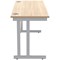 Polaris 1400mm Slim Rectangular Desk, Silver Cantilever Leg, Oak