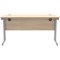 Polaris 1400mm Slim Rectangular Desk, Silver Cantilever Leg, Oak