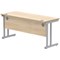 Polaris 1600mm Slim Rectangular Desk, Silver Cantilever Leg, Oak