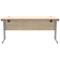 Polaris 1600mm Slim Rectangular Desk, Silver Cantilever Leg, Oak