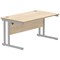 Polaris 1400mm Rectangular Desk, Silver Cantilever Leg, Oak