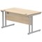 Polaris 1400mm Rectangular Desk, Silver Cantilever Leg, Oak