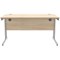 Polaris 1400mm Rectangular Desk, Silver Cantilever Leg, Oak