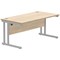 Polaris 1600mm Rectangular Desk, Silver Cantilever Leg, Oak