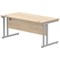 Polaris 1600mm Rectangular Desk, Silver Cantilever Leg, Oak