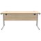 Polaris 1600mm Rectangular Desk, Silver Cantilever Leg, Oak