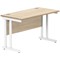 Polaris 1200mm Slim Rectangular Desk, White Cantilever Leg, Oak